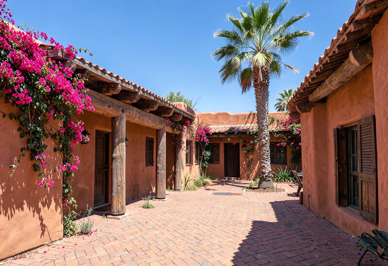 Adobe casita courtyard at The Wigwam
